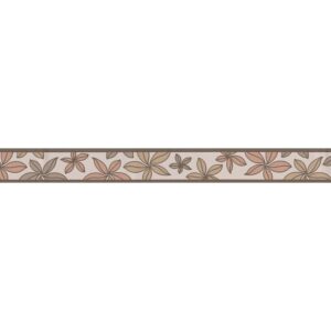 Bricoflor Selbstklebende Küchenbordüre in Beige und Braun Schmale Tapetenborte mit Blumen Florale Küchen Tapeten Bordüre mit Vinyl