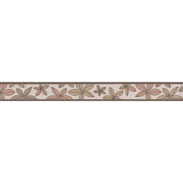 Bricoflor Selbstklebende Küchenbordüre in Beige und Braun Schmale Tapetenborte mit Blumen Florale Küchen Tapeten Bordüre mit Vinyl