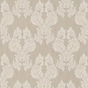 Bricoflor Ornament Tapete Beige Weiß Rokoko Vliestapete Elegant Ideal für Wohnzimmer und Esszimmer Edle Vlies Textiltapete mit Barock Muster