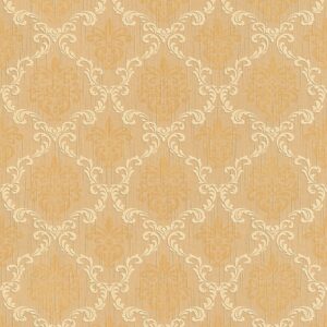 Bricoflor Barock Tapete in Gold Gelb Elegant Vlies Textiltapete mit Ornament Muster für Wohnzimmer und Schlafzimmer Edle Vlies Mustertapete mit Textil