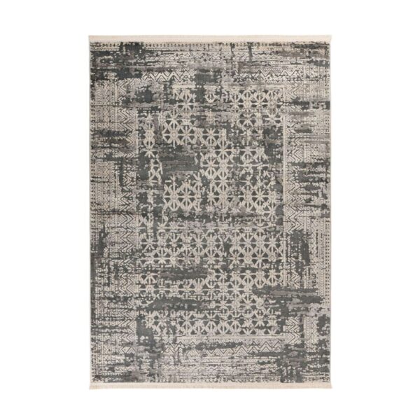 MeGusta Kurzflor Teppich VintageLook UsedLook Grau 80x150 cm Pilar