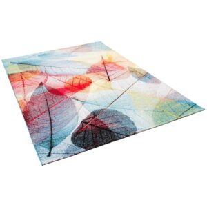 Pergamon Designer Teppich Faro Tropical Bunte Blätter Bunt 140x200cm