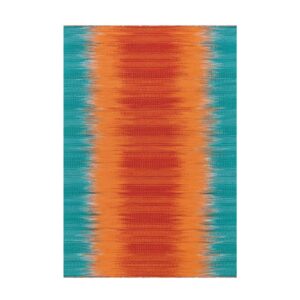 MeGusta Flachflor Teppich Retro Orange - Blau Wolle 170x240 cm Graciela