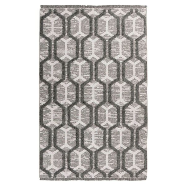 MeGusta Kurzflor Teppich Retro Grau Recyceltes Material 120 x 170 cm