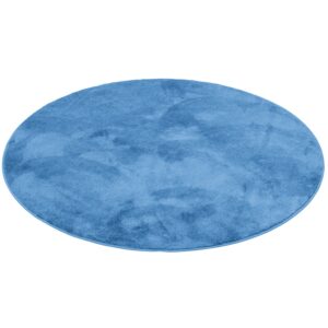 Pergamon Luxus Super Soft Hochflor Teppich Melia Rund Blau 200x200cm