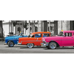 Sanders & Sanders Poster Oldtimer Blau Orange und Rosa 202 x 90 cm 600913