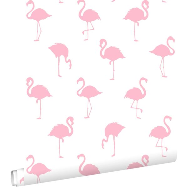 ESTAhome Tapete Flamingos Rosa und Weiß 0