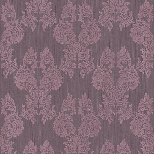 Bricoflor Lila Ornament Tapete Dunkle Vlies Textiltapete mit Barock Muster in Violett Elegante Textil Vliestapete mit Rokoko Design für Wohnzimmer