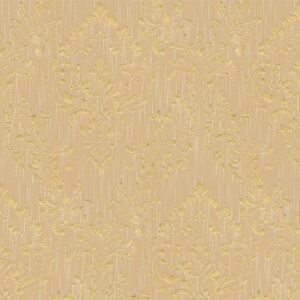 Bricoflor Elegante Tapete Beige Gold Vlies Textiltapete mit Glitzer Metallic Ornament Edel Textil Vliestapete mit Barock Muster für Wohnzimmer