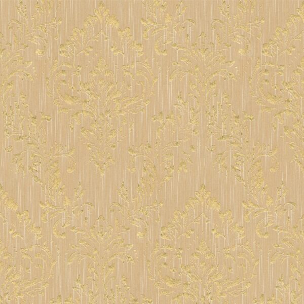 Bricoflor Elegante Tapete Beige Gold Vlies Textiltapete mit Glitzer Metallic Ornament Edel Textil Vliestapete mit Barock Muster für Wohnzimmer