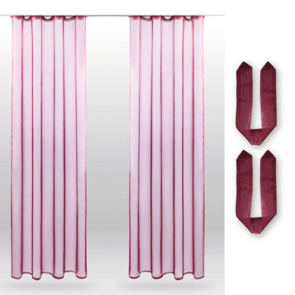 Bestlivings Dekoschal Noella mit Universalband 2er Pack 140 cm x 245 cm Inkl. Raffhalter Bordeaux