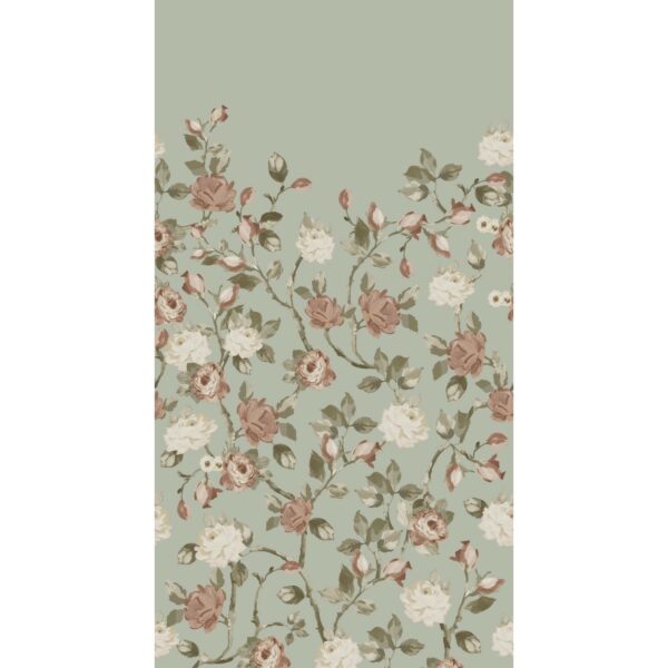 ESTAhome Fototapete Blumenmuster Mintgrün und Altrosa 150 x 279 cm 159213