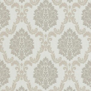 Bricoflor Barock Tapete mit Ornamenten in Beige Weiß Perfekt Fürs Wohnzimmer Elegante Vliestapete mit Muster und Struktur