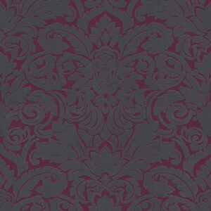 Bricoflor Dunkelrote Tapete mit Ornament Barock Vliestapete mit Bordeaux Muster aus Samt Neobarock Wandtapete mit Flock für Esszimmer und Schlafzimmer