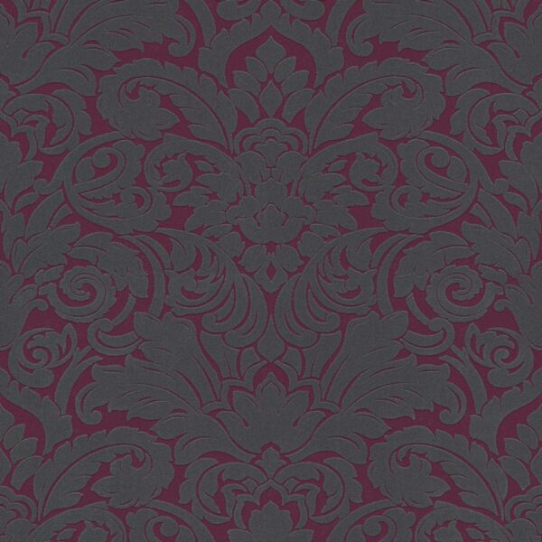 Bricoflor Dunkelrote Tapete mit Ornament Barock Vliestapete mit Bordeaux Muster aus Samt Neobarock Wandtapete mit Flock für Esszimmer und Schlafzimmer