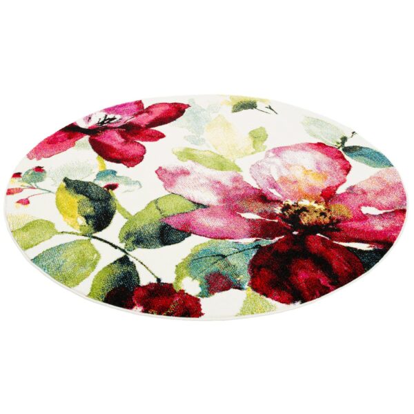 Pergamon Designer Teppich Brilliant Blumen Rosa 160cm Rund