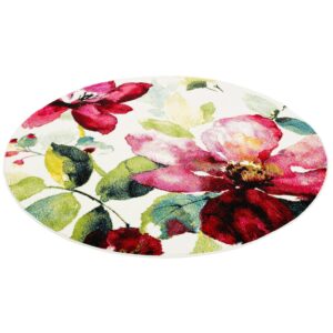 Pergamon Designer Teppich Brilliant Blumen Rosa 200cm Rund