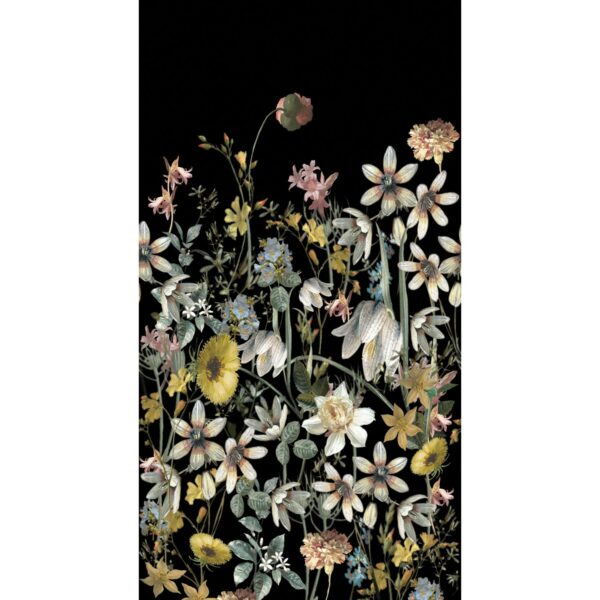 ESTAhome Fototapete Feldblumen Multicolor Auf Schwarz 150 x 279 cm 159216