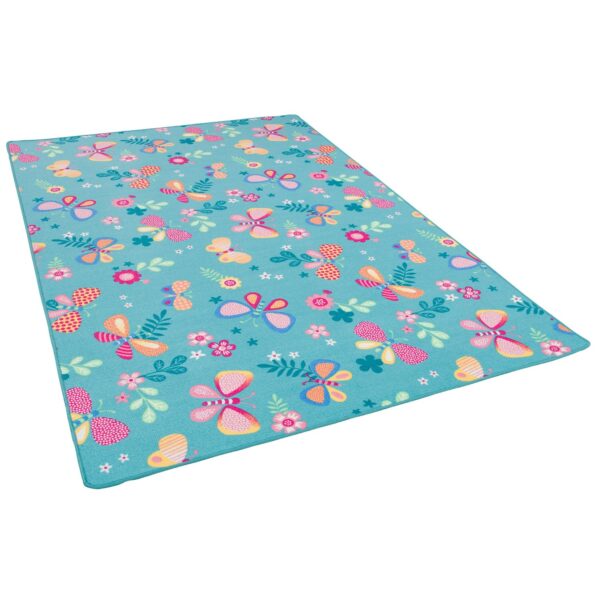 Snapstyle Kinder Spiel Teppich Schmetterling Türkis 133x133cm