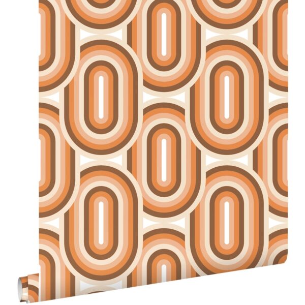 ESTAhome Tapete Retro-Ornamente Orange und Braun 50 x 900 cm 130983