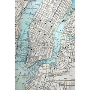 ESTAhome Fototapete Alter Stadtplan Von New York Grau und Blau 186 x 279 cm 157702