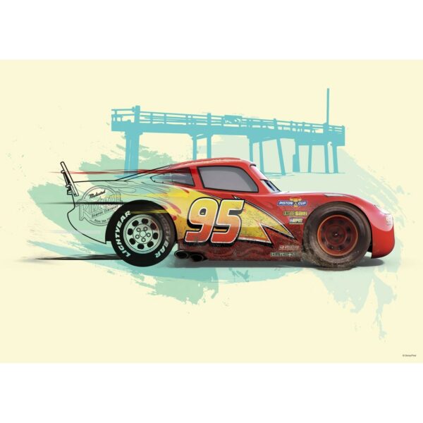 Disney Poster Cars Lightning Mcqueen Rot Blau und Creme-Beige 70 x 50 cm 612149