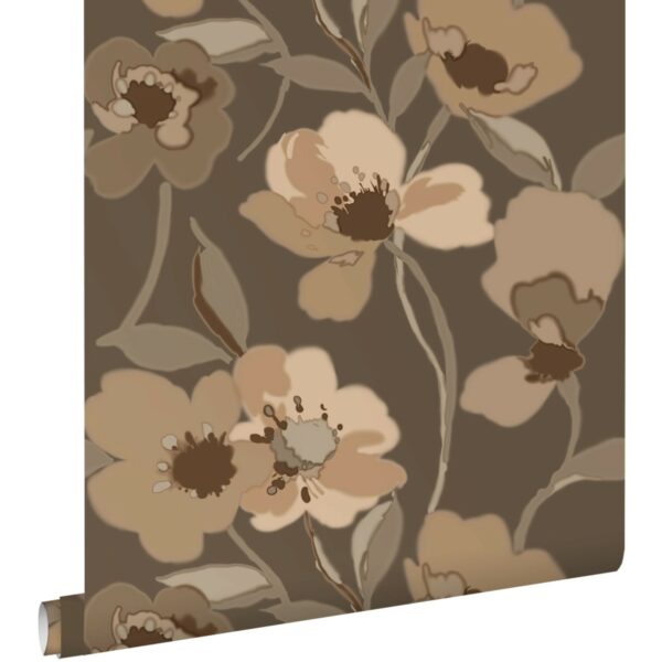 ESTAhome Tapete Blumen Beige und Braun 50 x 900 cm 130989