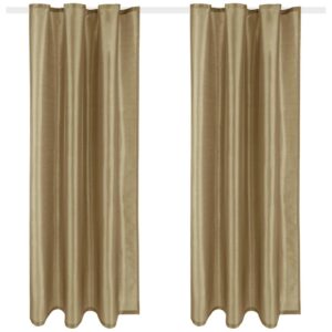 Arsvita 2er Pack Gardine Blickdicht Alessia mit Universalband 140 cm x 145 cm Taupe Dunkel