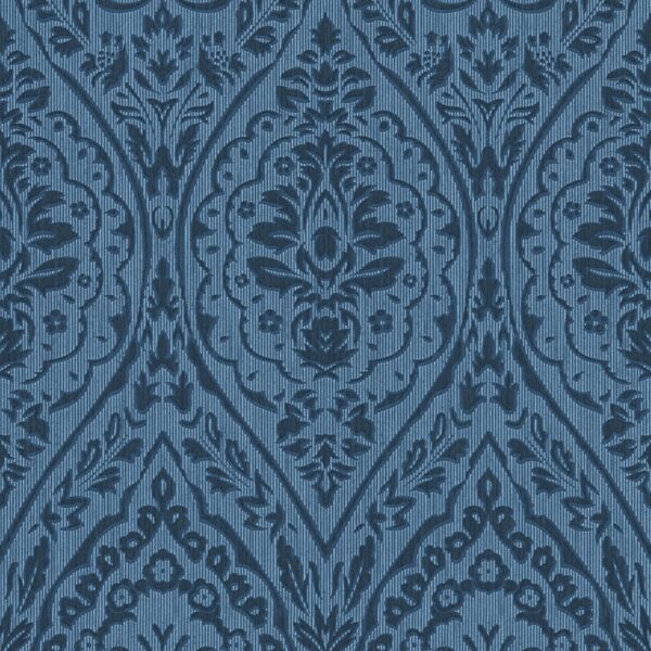 Bricoflor Ornament Tapete Blau Elegante Vlies Textiltapete mit Barock Muster Floral Dunkelblaue Textil Vliestapete für Landhaus Ess und Wohnzimmer