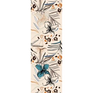 Sanders & Sanders Poster Blumenmuster Beige Blau und Orange 2.7 x 0.9 m 601262