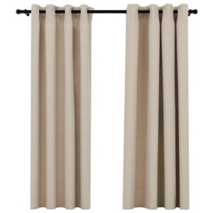 vidaXL Verdunkelungsvorhänge Ösen Leinenoptik 2 Stk Beige 140x175 cm