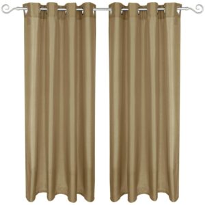 Arsvita 2er Pack Gardine Blickdicht Alessia mit Ösen 140 cm x 175 cm Taupe Dunkel