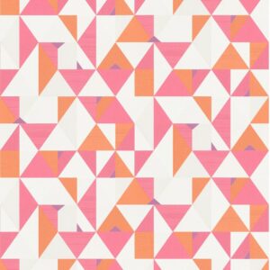 Bricoflor Geometrische Tapete Orange Pink Retro Vliestapete mit Dreieck Muster Vlies Retrotapete Ideal für Jugendzimmer und Schlafzimmer