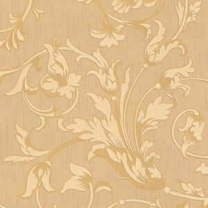 Bricoflor Textil Vliestapete Floral Blumen Tapete mit Ornament in Beige Gold Elegante Vlies Textiltapete mit Ranken im Barock Stil für Esszimmer