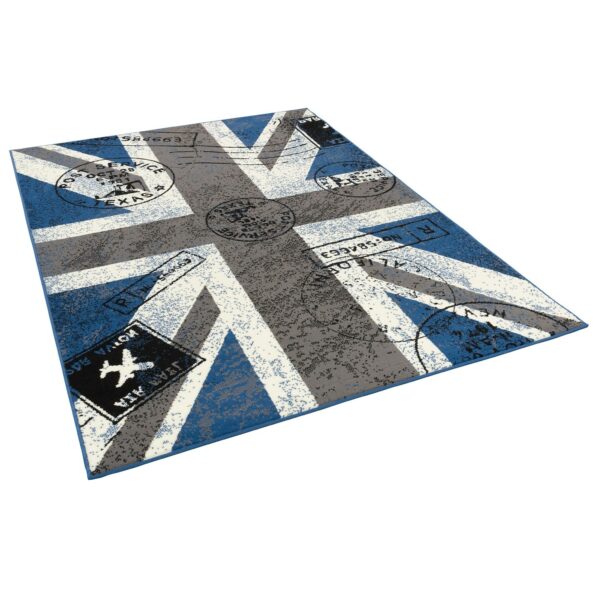 Pergamon Teppich Trendline Union Jack Grau Blau 185x270cm