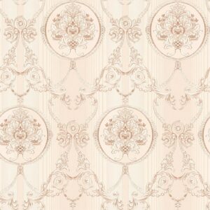 Tadessi Tapete Barock Jacopo M1 No 2335 Vliestapete Creme Kupfer Ornament Barocktapete