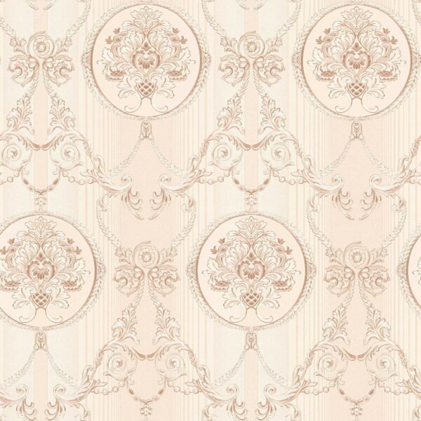 Tadessi Tapete Barock Jacopo M1 No 2335 Vliestapete Creme Kupfer Ornament Barocktapete