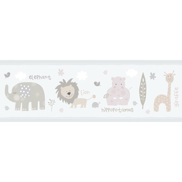 Sanders & Sanders Selbstklebende Tapetenbordüre Tiere Grau 53 cm x 5 m 640606