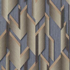 Bricoflor 3D Tapete in Anthrazit Gold Geometrische Vliestapete im Art Deco Stil Mustertapete mit Metallic Effekt Ideal für Wohnzimmer und Schlafzimmer