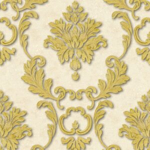 Bricoflor Rokoko Tapete in Creme und Gold Edle Tapete mit Vinyl Ornament im Vintage Stil Esszimmer und Schlafzimmer Vliestapete im Barock Stil