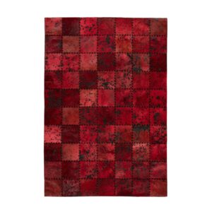 MeGusta Flachflor Teppich Rot Animal Patchwork Design Leder 200 x 290 cm