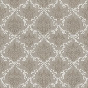 Bricoflor Wohnzimmer Tapete Beige Grau Barock Vliestapete mit Textil Ornament für Esszimmer Elegante Vlies Textiltapete mit Barockmuster Englisch