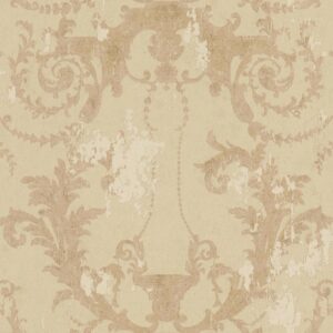 Bricoflor Barock Tapete Im Vintage Shabby Chic Vliestapete mit Ornamenten Im Used Look in Gold Ideal für Wohnzimmer und Flur