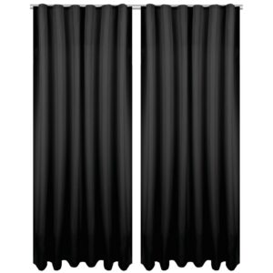 Bestlivings 2er Set Dekoschal Ellen Universalband Inkl. Raffhalter 140 cm x 245 cm Schwarz