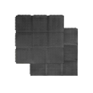 KARAT Bodenmatte Stallmatte Puzzlematte Bodenschutzmatte aus Gummi mit Stecksystem 92 x 92 cm Geriffelt