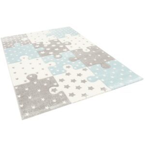 Pergamon Kinder Teppich Maui Kids Puzzle Karo Blau 140x200cm