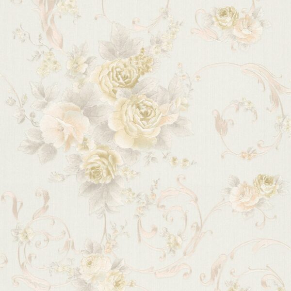 Tadessi Tapete Blumen Florentin M1 No 2159 Vliestapete Creme Grau Floral Landhaus