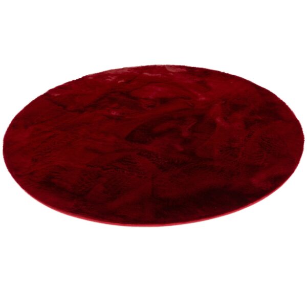 Pergamon Luxus Super Soft Fellteppich Plush Rund Rot 80x80cm