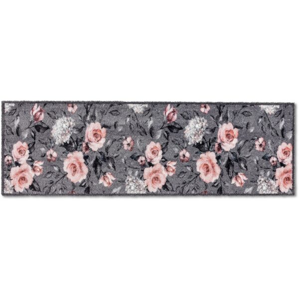 Astra Sauberlaufmatte Pure und Soft 50 cm x 150 cm Blumen Grau