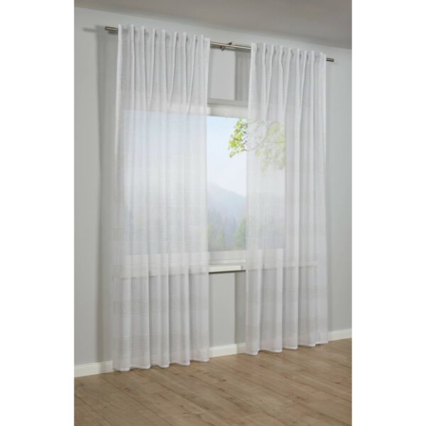 Bennetti Schal mit Gardinenband Leinenoptik Weiß 140 x 245 cm